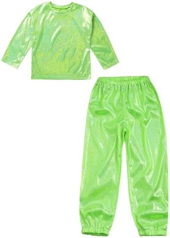 Kaerm Boys Dance Costume Set with Harem Pants and Glittery T-Shirt