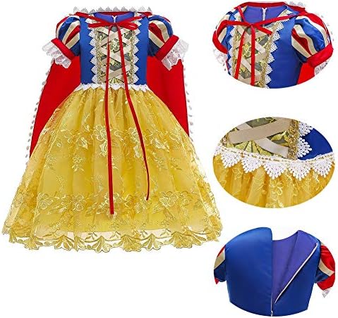 REXREII Girls Princess Snow White Costume Fancy Dress