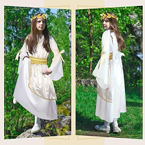 Geyoga Womens Greek Toga Costume Halloween Special Roman Crown Leaf Wreath 2-Piece