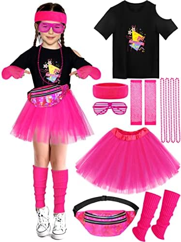 GIRLS 80s Retro Cosplay Complete Set Pink