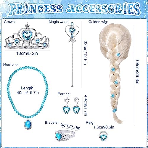 GC Elsa Princess Costume Dress with Wig and Cape