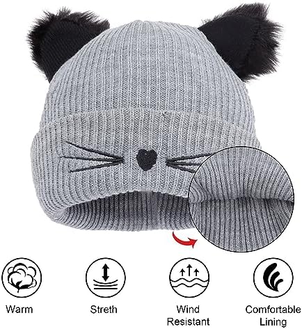 Winter Cat Ears Beanie for Girls