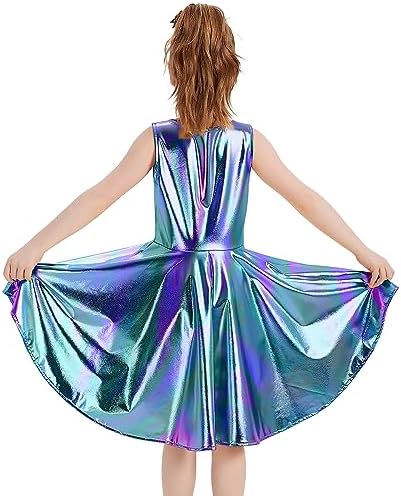 Techcity Girls Sparkle Flared Metallic Dress with Sunglasses
