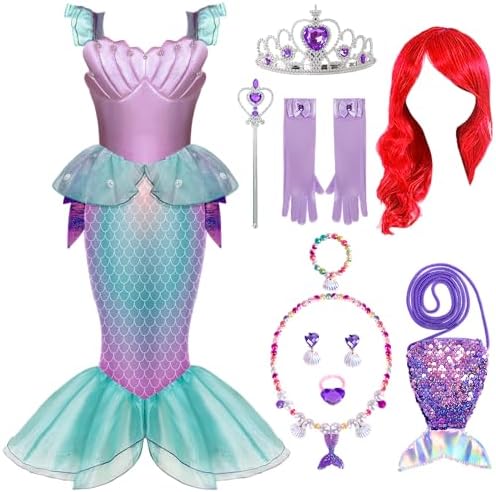 Spooktacular Mermaid Princess Costume Dress Up Set for Girls