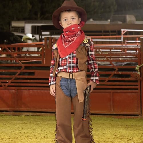 Latocos 7 PCS Kids Cowboy Costume Set for Boys Halloween Party