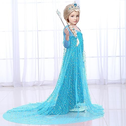 GC Elsa Princess Costume Dress with Wig and Cape