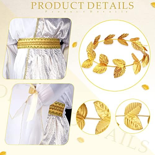 Geyoga Womens Greek Toga Costume Halloween Special Roman Crown Leaf Wreath 2-Piece