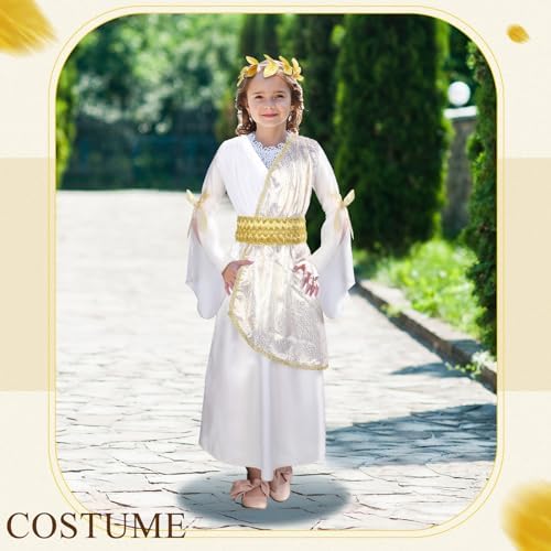 Geyoga Womens Greek Toga Costume Halloween Special Roman Crown Leaf Wreath 2-Piece