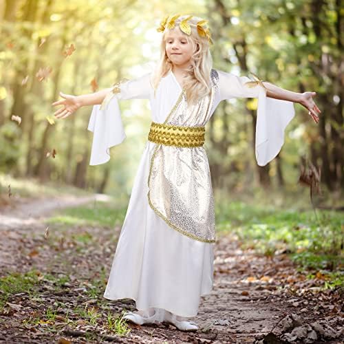 Geyoga Womens Greek Toga Costume Halloween Special Roman Crown Leaf Wreath 2-Piece