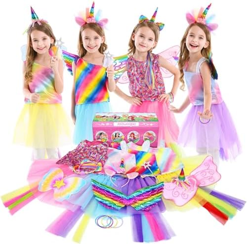 Jeowoqao Girl Dress Up Trunk Set 19 Pcs Princess Costume