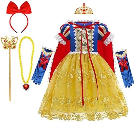 REXREII Girls Princess Snow White Costume Fancy Dress