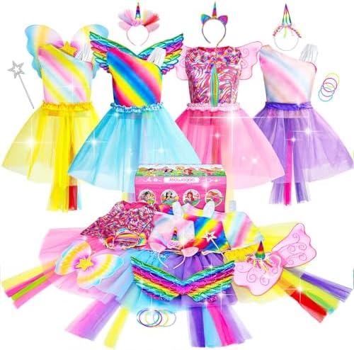 Jeowoqao Girl Dress Up Trunk Set 19 Pcs Princess Costume