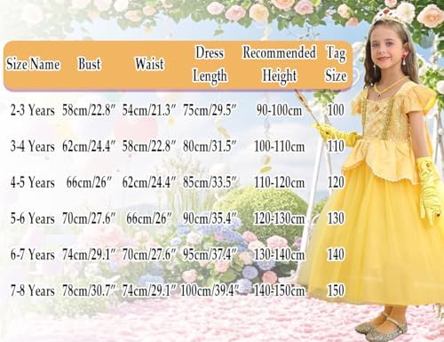 Princess Dress with Accessories Halloween Yellow Fast Delivery