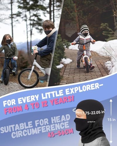Hikenture Kids Balaclava Ski Mask - Fleece Hood with Helmet Liner