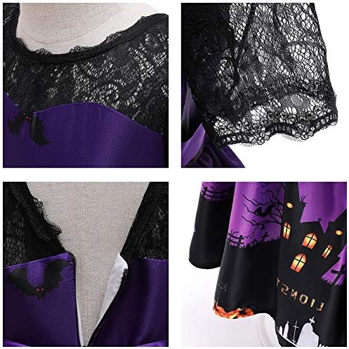 GIRLS Halloween Witch Costume Fancy Dress Up with Witch Hat