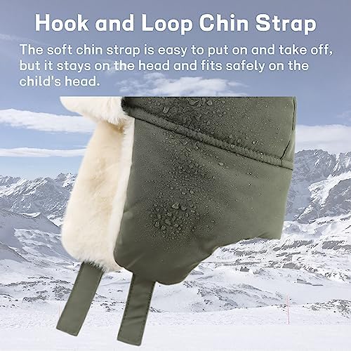 JANGANNSA Waterproof Windproof Winter Baby Beanie Fleece Lined Trapper Hat for Kids