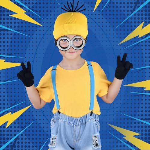 VanILD Steampunk Accessories 4PC costume Steampunk Goggles Beanie Hats Gloves and Suspenders