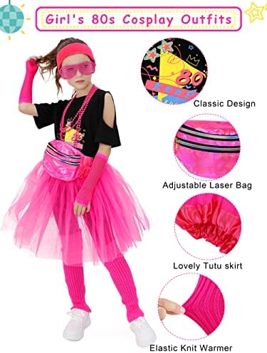 GIRLS 80s Retro Cosplay Complete Set Pink