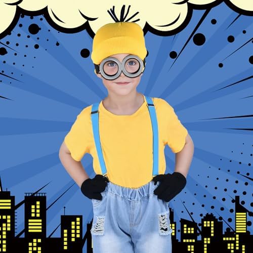 VanILD Steampunk Accessories 4PC costume Steampunk Goggles Beanie Hats Gloves and Suspenders