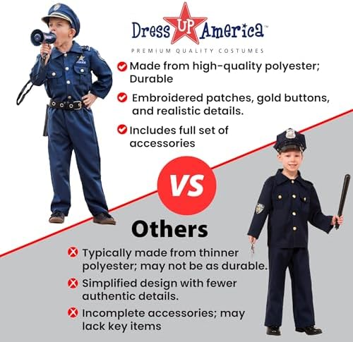 Dress Up America Police Costume for Kids Realistic CopUniform