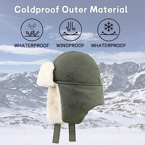 JANGANNSA Waterproof Windproof Winter Baby Beanie Fleece Lined Trapper Hat for Kids
