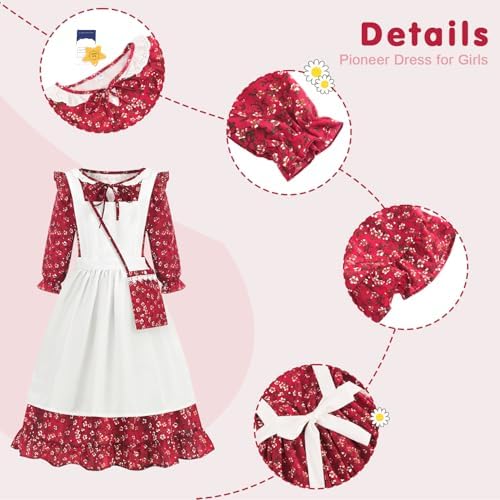 Aoiviss Pioneer Girls Colonial Prairie Dress