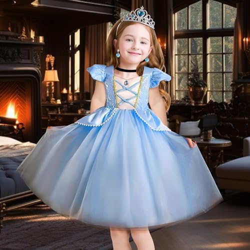 WYB Princess Halloween Costume Dress with Accessories for Girls 4-12