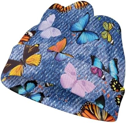 Parprinty Girls Butterfly Floral Knitted Beanie Hat