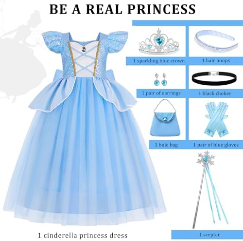 WYB Princess Halloween Costume Dress with Accessories for Girls 4-12