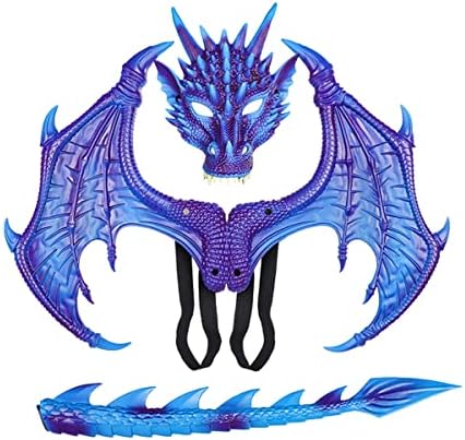 HoVoltaChildrens Dragon Wing Costume Dinosaur Tail Mask Set for Kids Halloween Costume