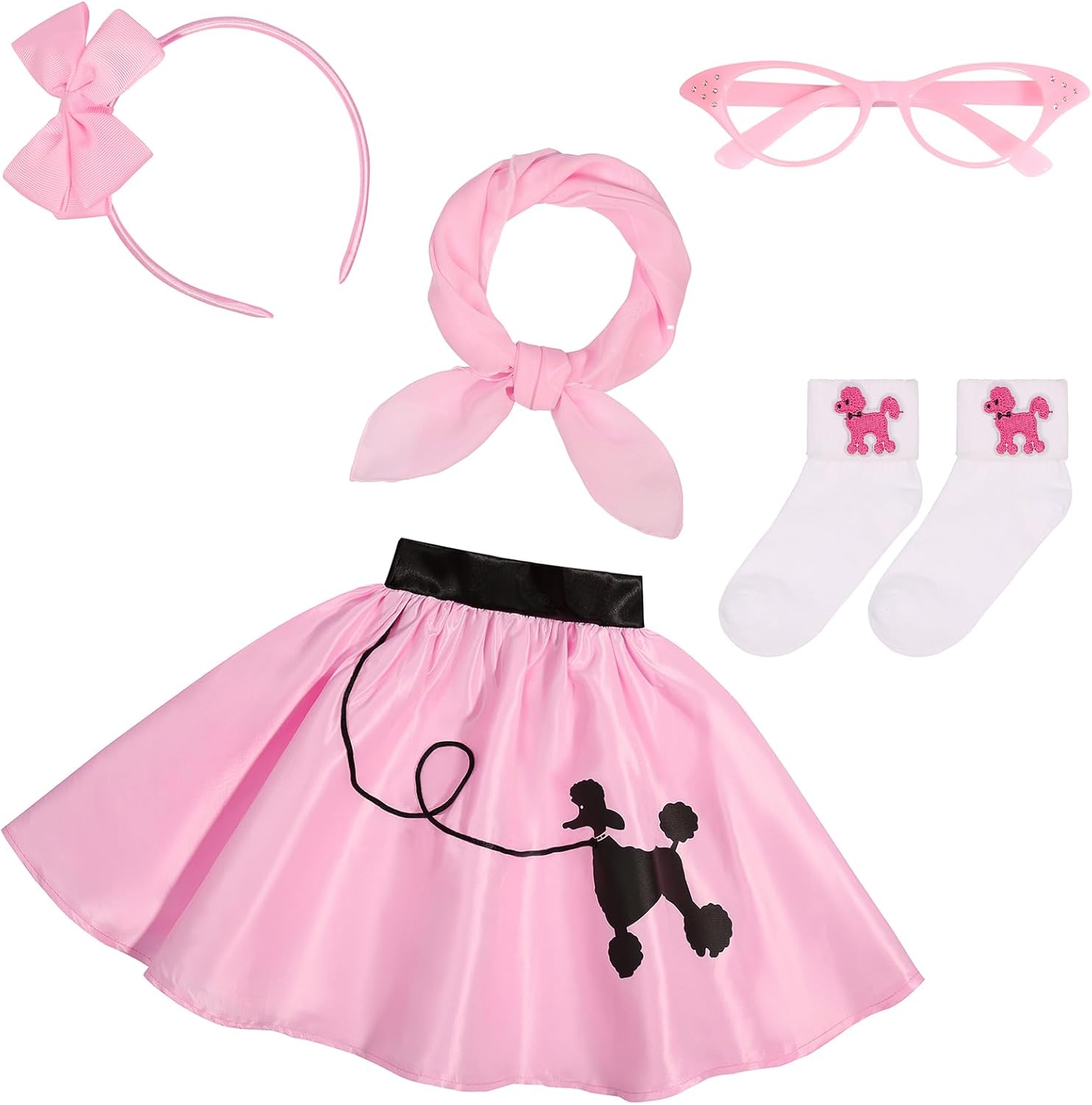 1950s Costume 50s Pink Poodle Skirt Set for Girls