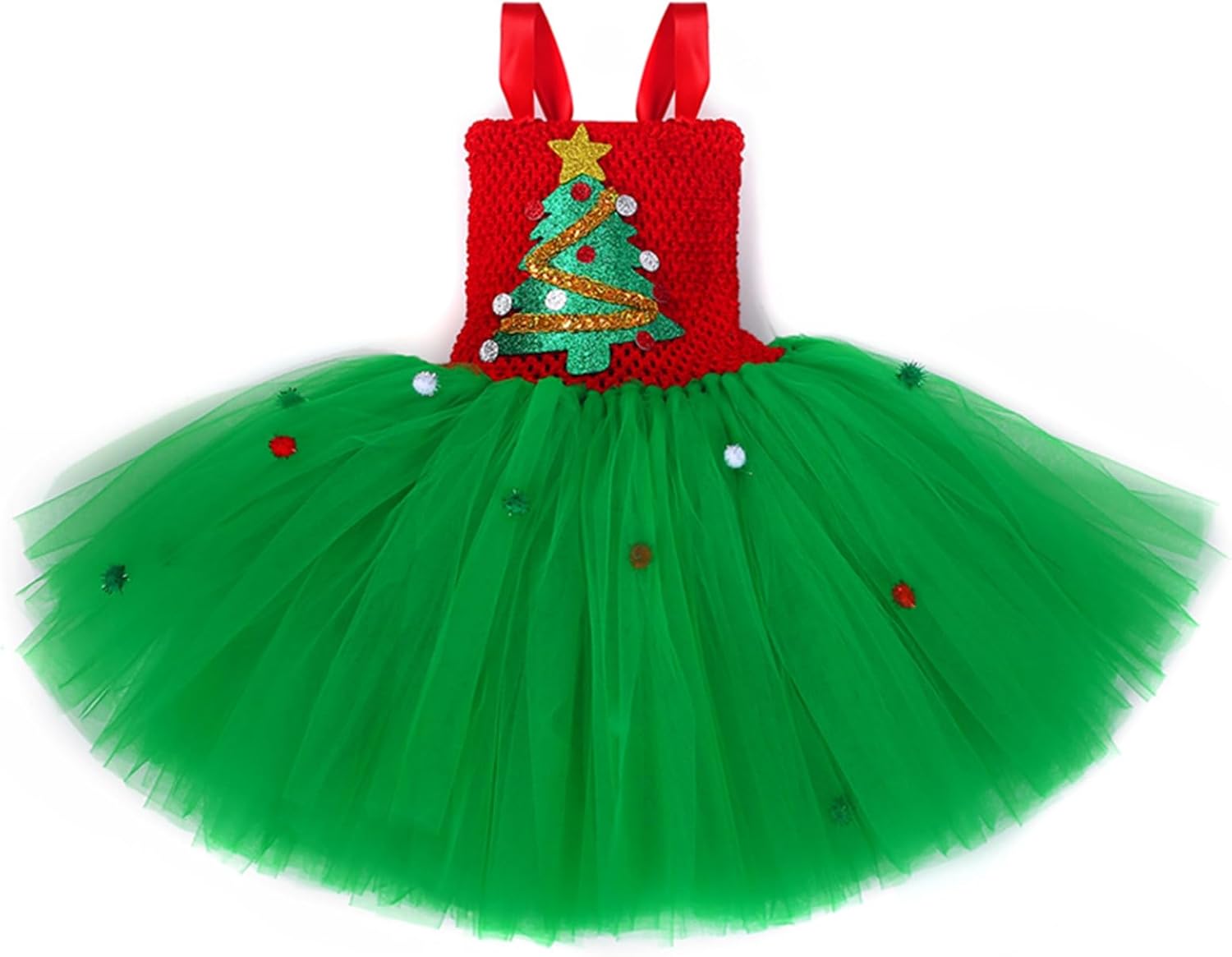 Toddler Girls Christmas Costume Mesh Tulle Dress with LED Headband Set 1