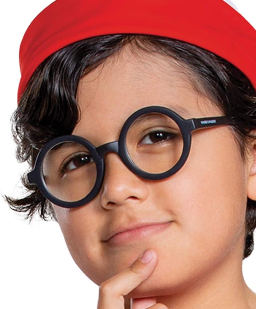 WaldosShortcut Halloween Costume for Kids Boys Wheres Waldo Shirt Glasses Set