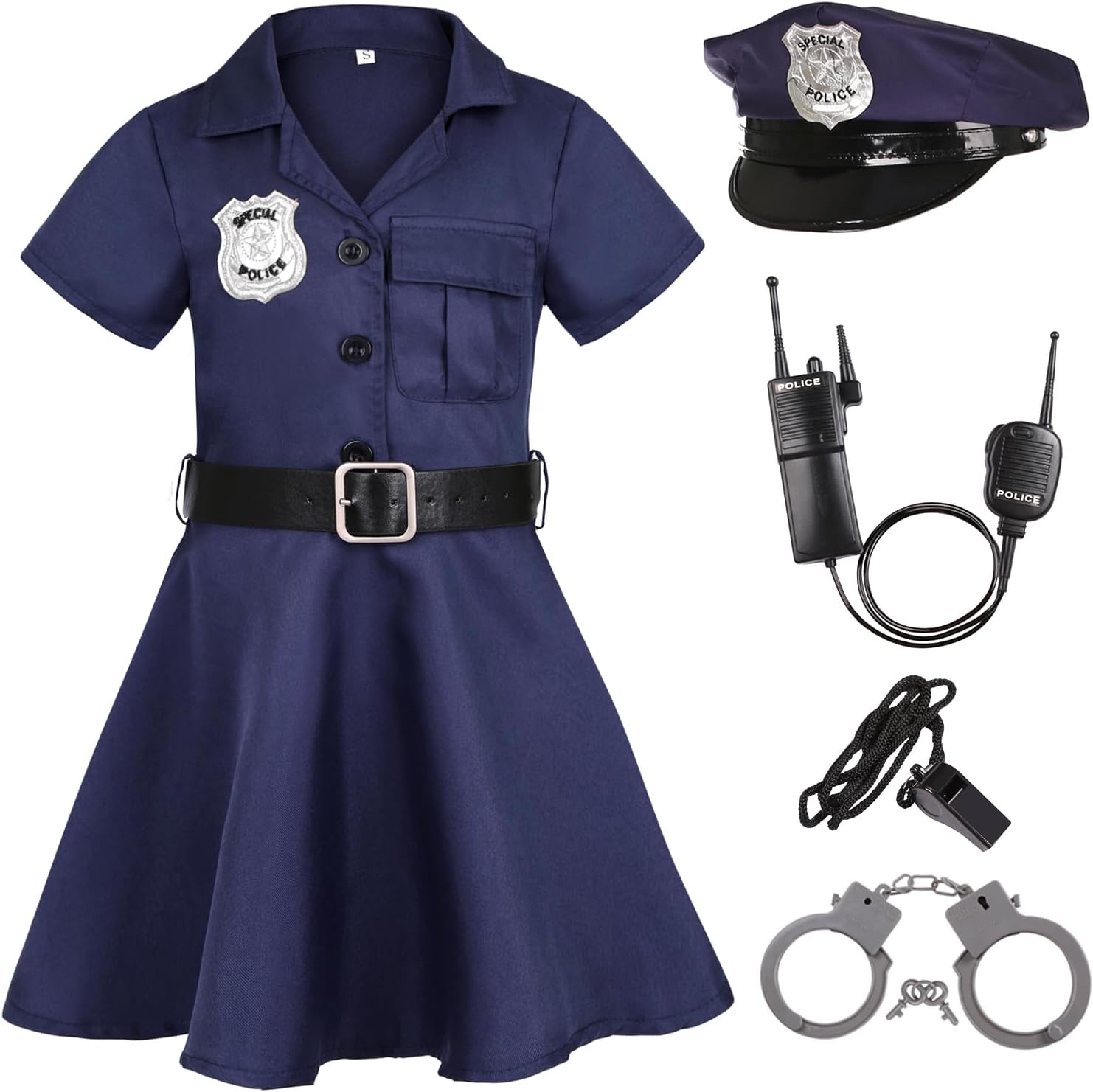 Girls Police Officer Costume Set for Halloween and Themed Events