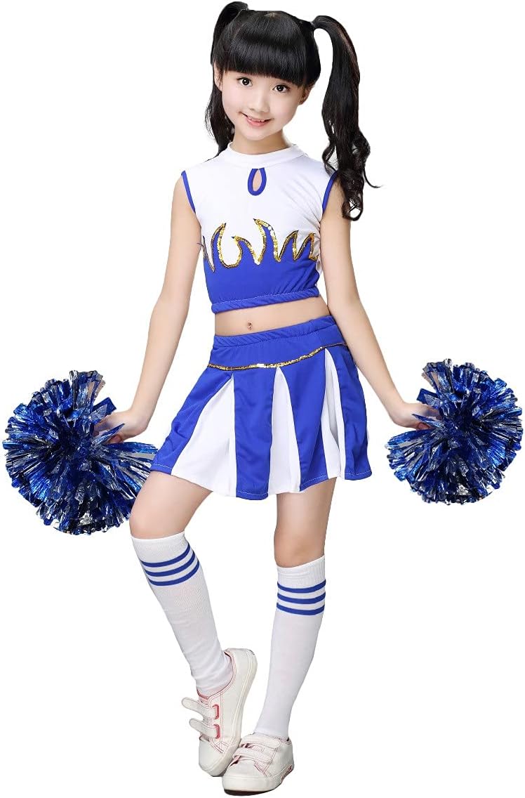 Lolanta Girls Cheerleader Costume Pleated Skirt Set w Pom Poms