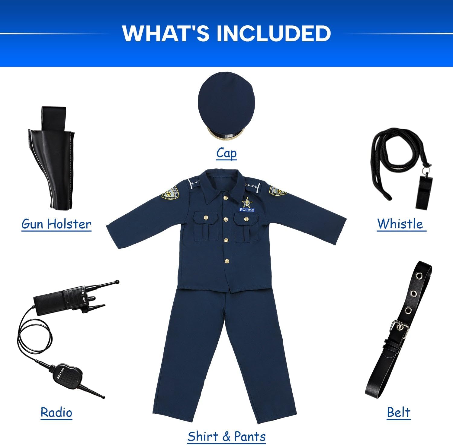 Dress Up America Police Costume for Kids Realistic CopUniform