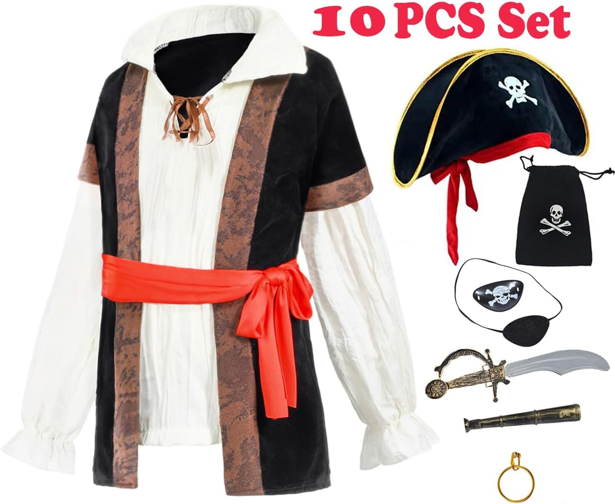 10-Piece Pirate Kids Costume Set