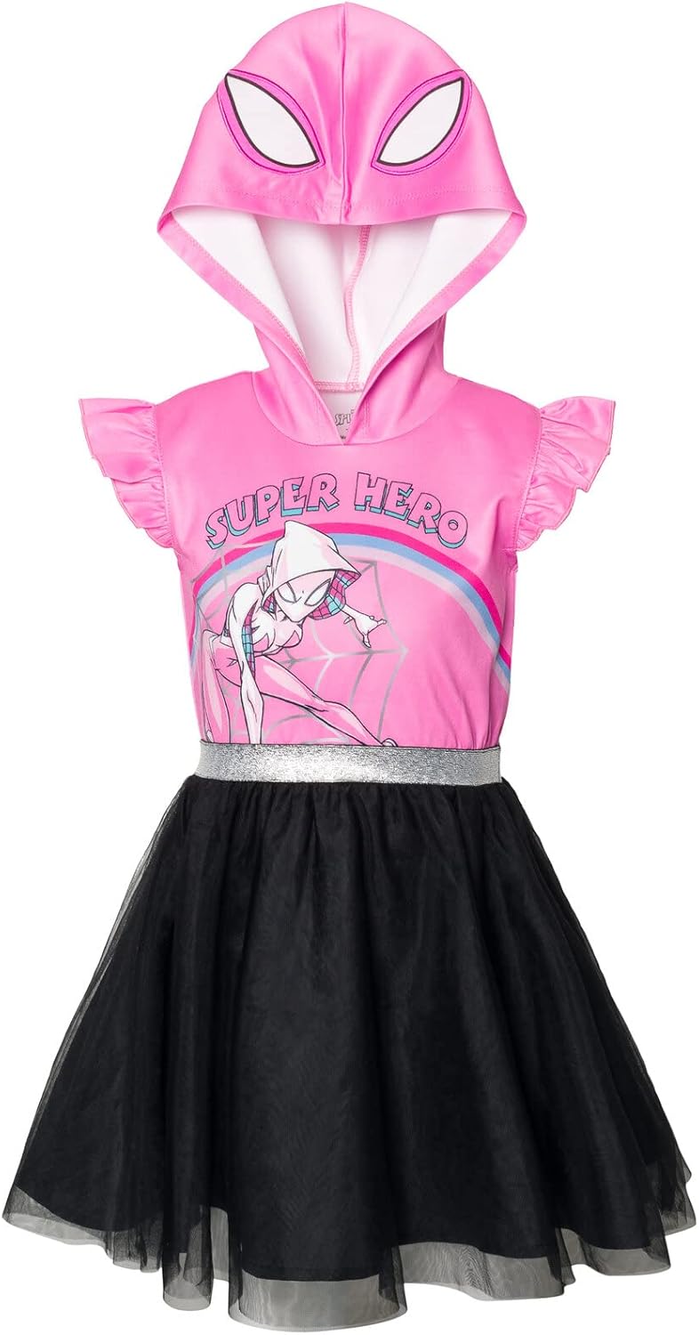 Marvel Spider-Gwen Cosplay Dress Spider Mesh Tulle Pink