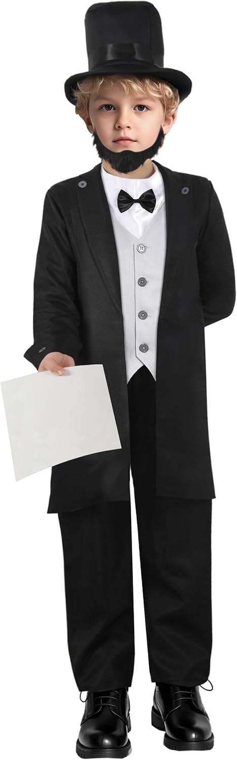 Abraham Lincoln Costume Boys Halloween Presidents Day Dress Up