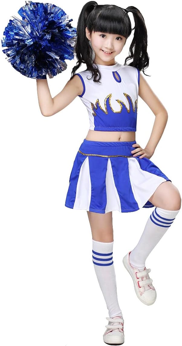 Lolanta Girls Cheerleader Costume Pleated Skirt Set w Pom Poms