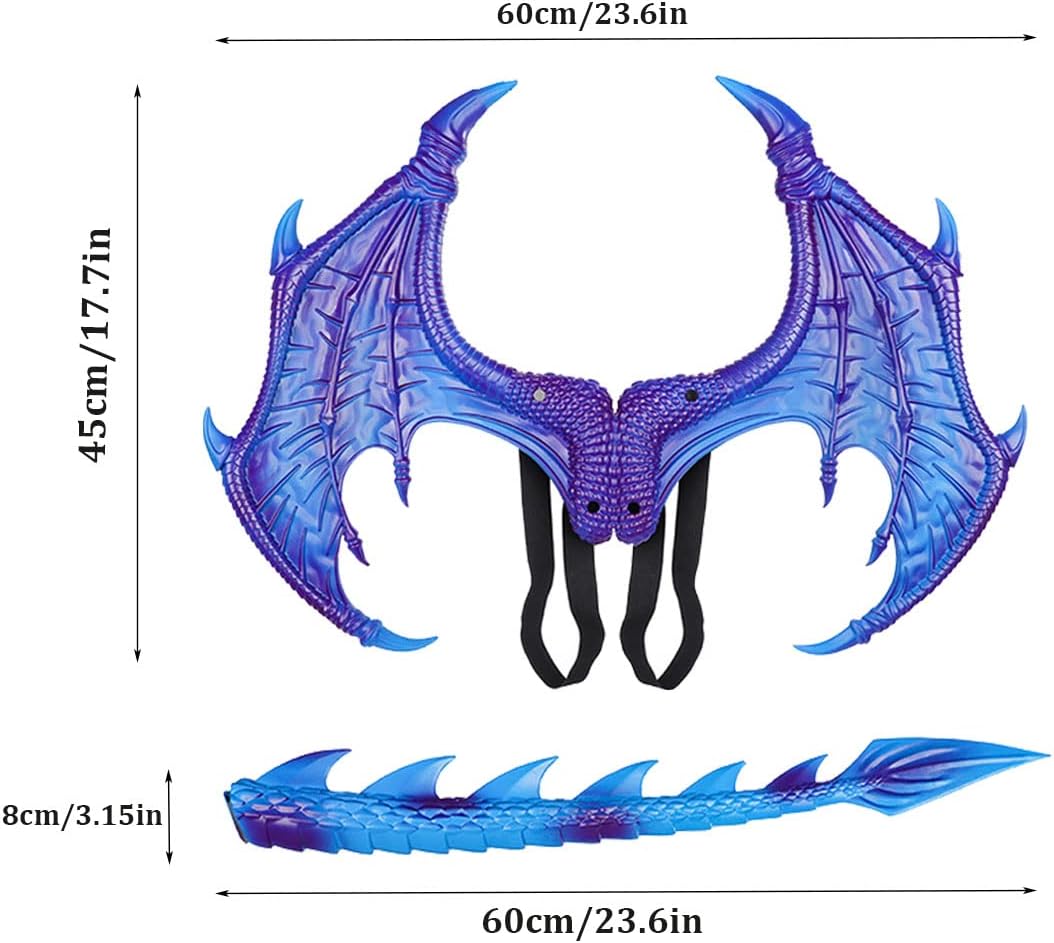HoVoltaChildrens Dragon Wing Costume Dinosaur Tail Mask Set for Kids Halloween Costume