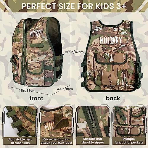 ZIRSENG 20-Piece Army Costume for Kids 3-10