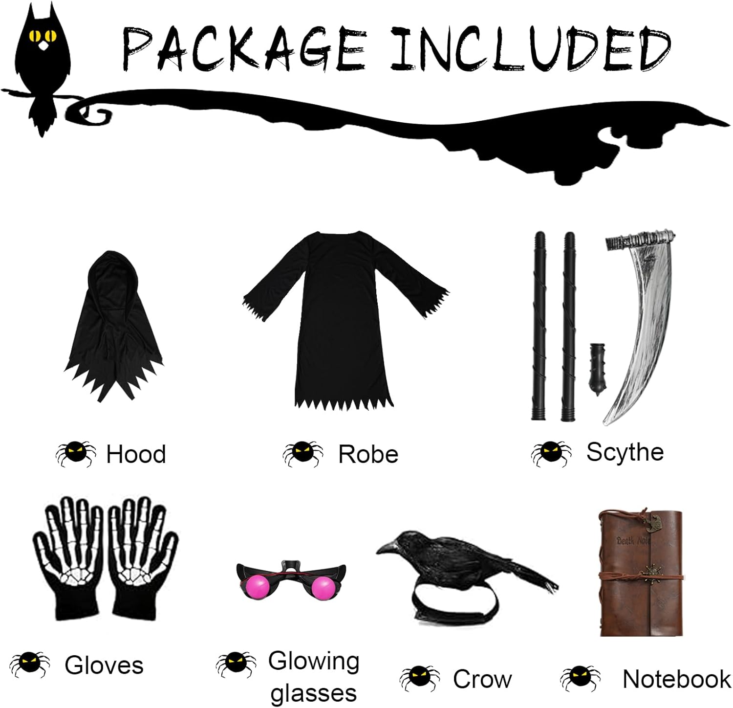 Onory Halloween Costume Kids Grim Reaper Costume Scary Halloween Party Favors