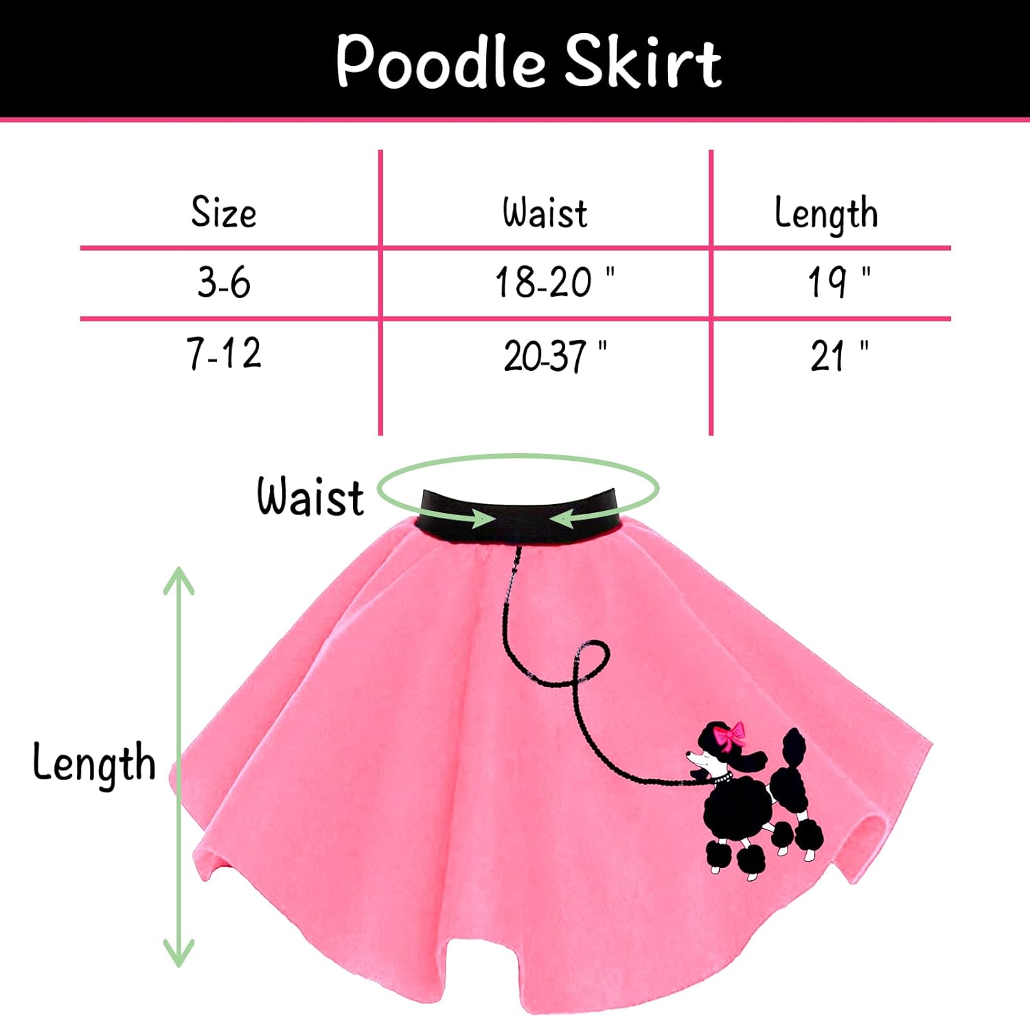 FAYBOX 1950s Poodle Skirt Costume Set for Girls 1