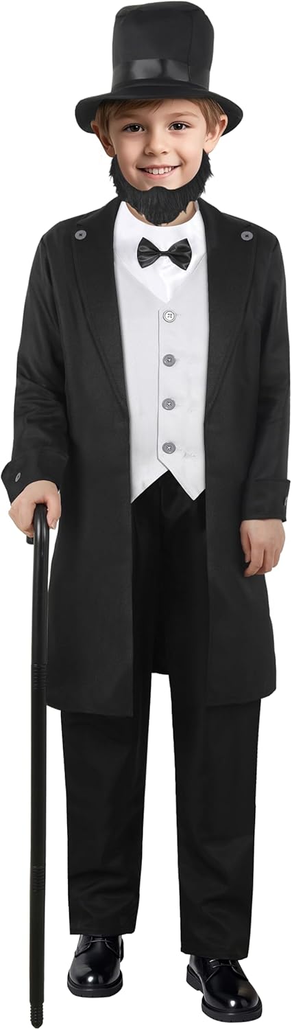 Abraham Lincoln Costume Boys Halloween Presidents Day Dress Up