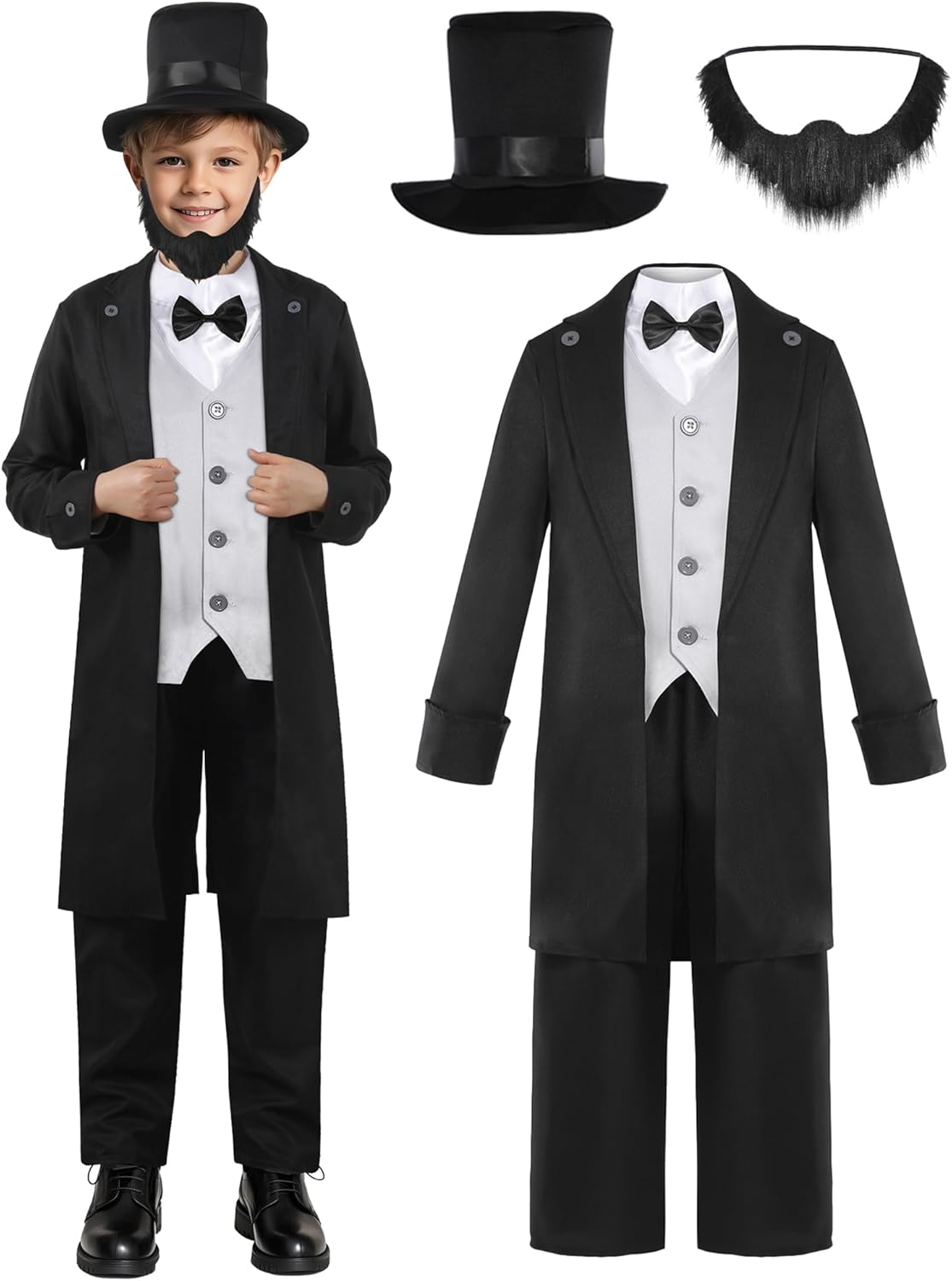 Abraham Lincoln Costume Boys Halloween Presidents Day Dress Up