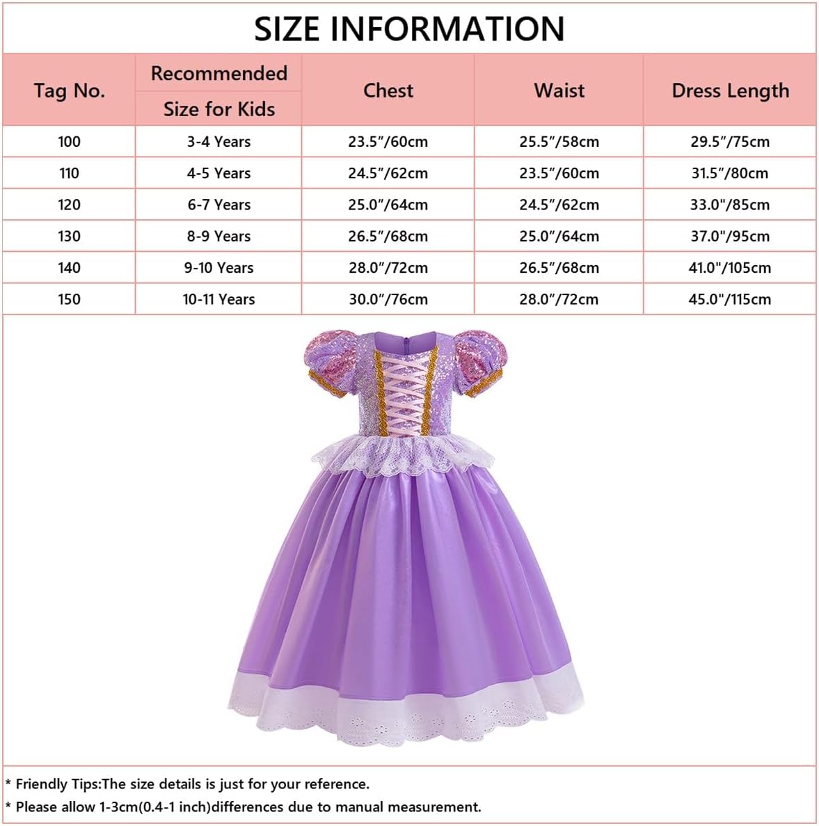 REXREII Sofia Princess Costume for Girls 10-11T