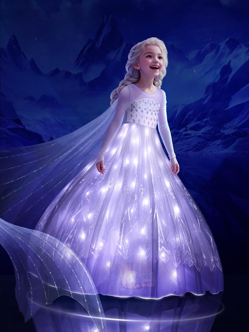 Princess Costume for Girls Light-Up Purple Dress Up