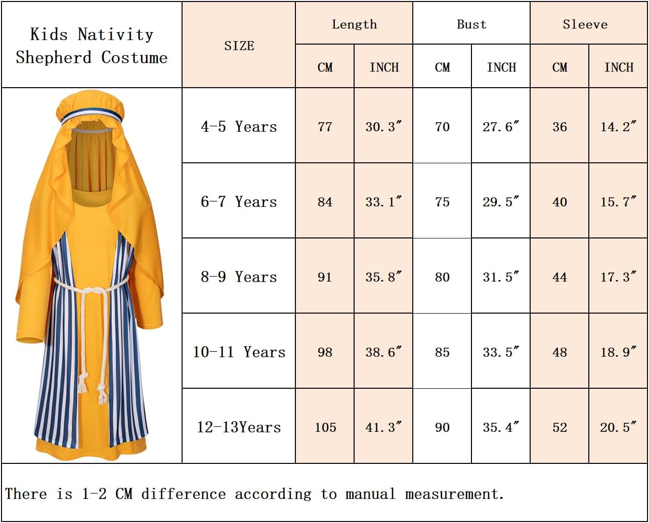 Tokyo Reengers Kids Shepherd Nativity Costume Joseph Boys Halloween and Cosplay Costume Set