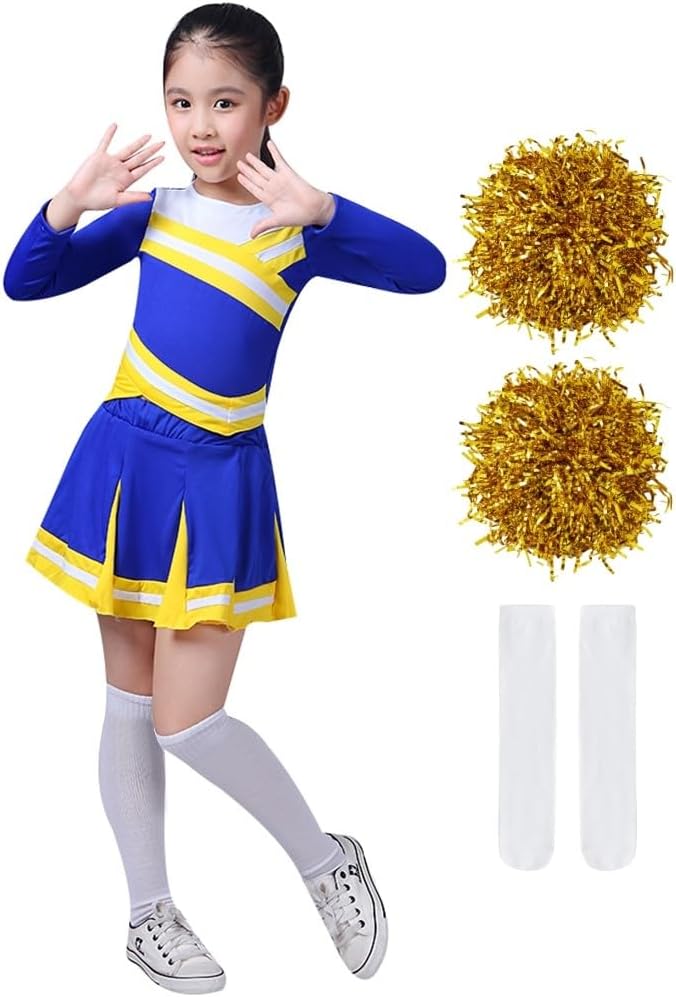 Achiyi Little Girls 2-Piece High School Cheerleading Uniform Costume